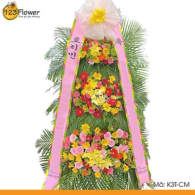 K3T-CM | Kệ chúc mừng 3 tầng Hàn Quốc (Hoa ngẫu nhiên)