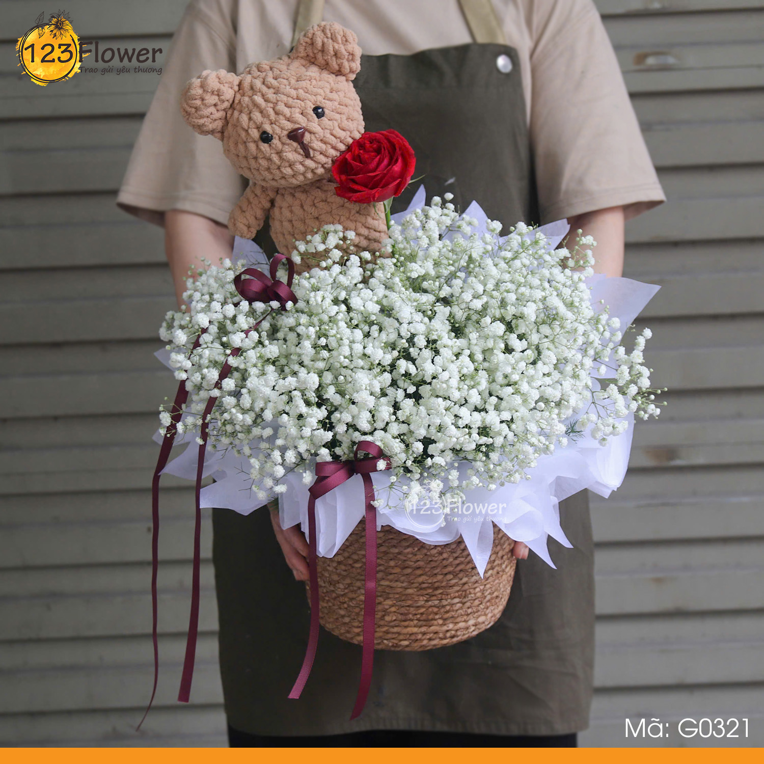 G0321 | Giỏ hoa 321 (kèm gầu bông)